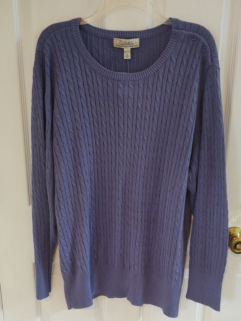 Cabela's Cable Knit Scoop Neck Sweater - Periwinkle Blue / Purple - 2XL